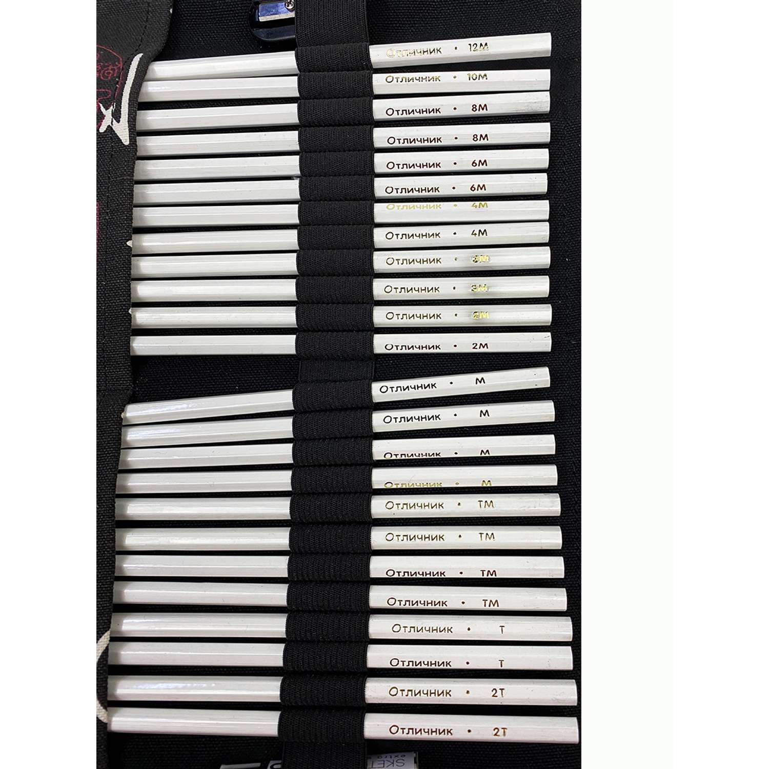 Набор карандашей Отличник Чернографитовые 24 штуки 2Т-12М в пенале-скрутка Иероглифы - фото 5