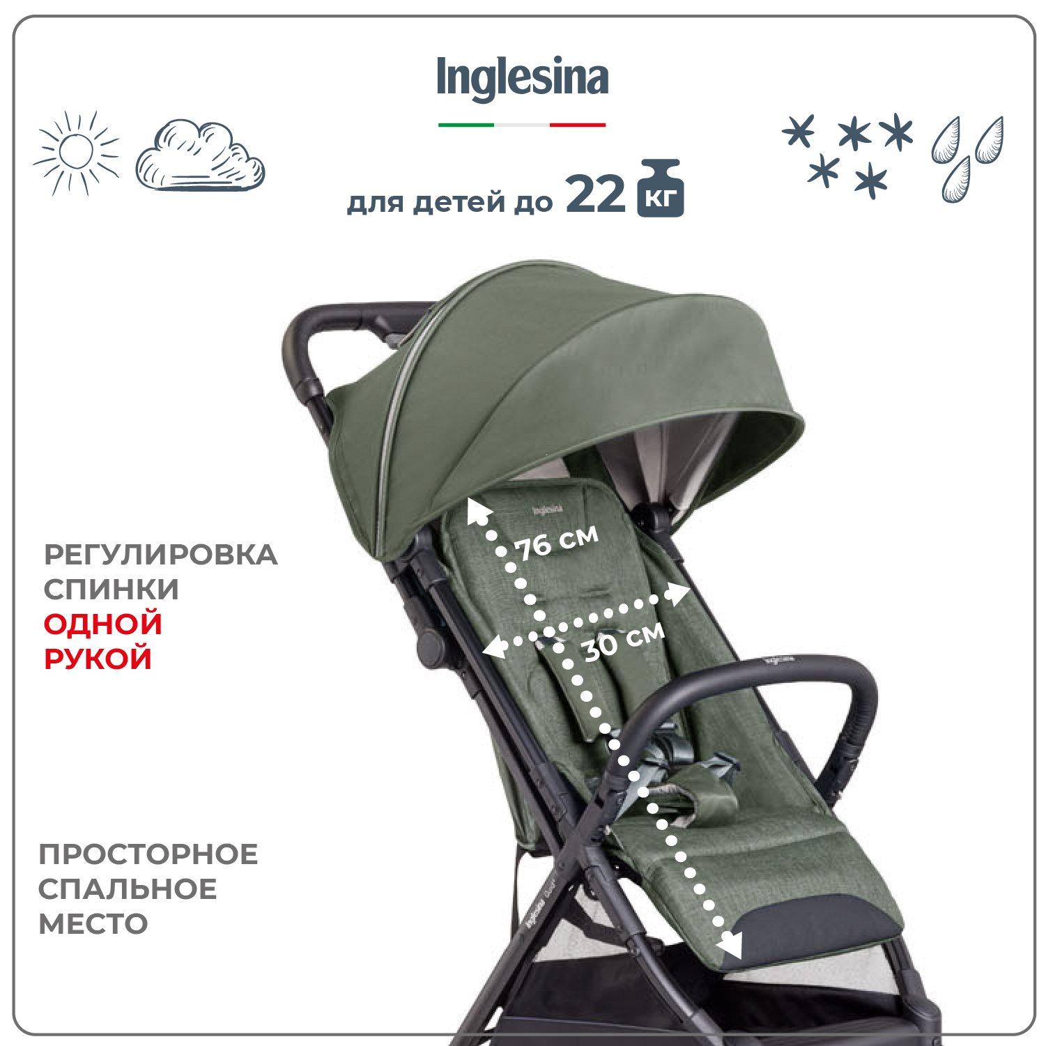 Прогулочная коляска Inglesina Quid 2 Crocodile Green - фото 2