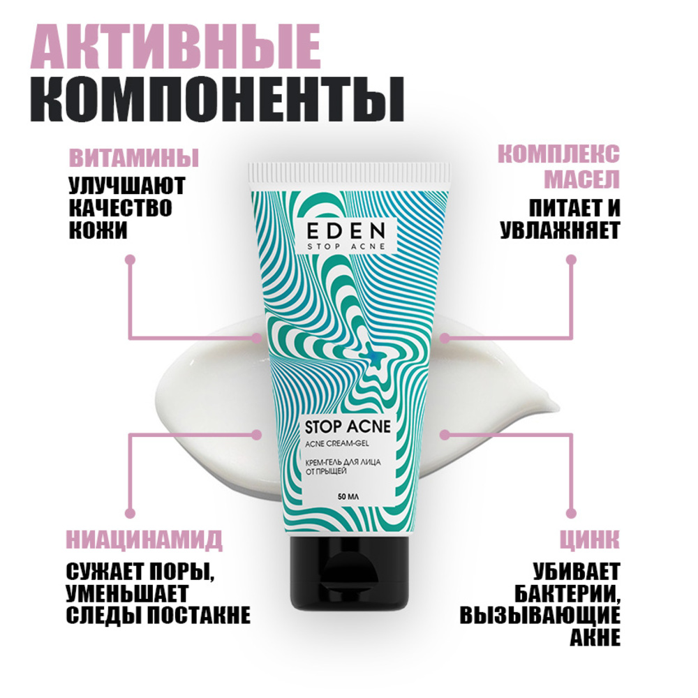 Крем-гель для лица EDEN Stop Acne от прыщей 50 мл - фото 6