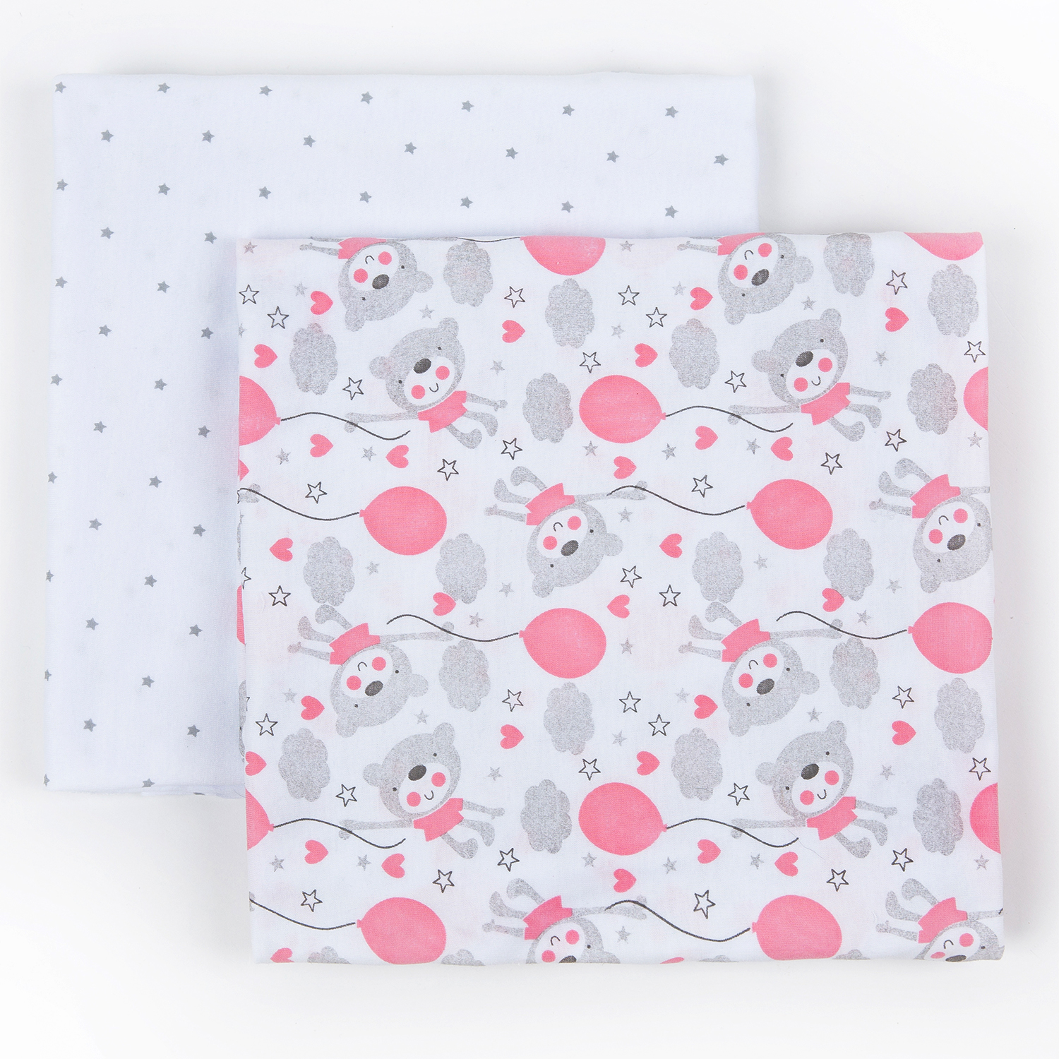Набор пеленок трикотажных inlovery для новорожденных «Легкость» мишки роз/звездочки 95х120 см 2 шт - фото 1