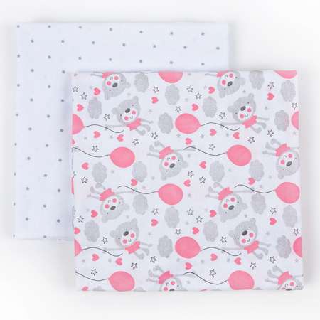 Набор пеленок трикотажных inlovery для новорожденных «Легкость» мишки роз/звездочки 95х120 см 2 шт