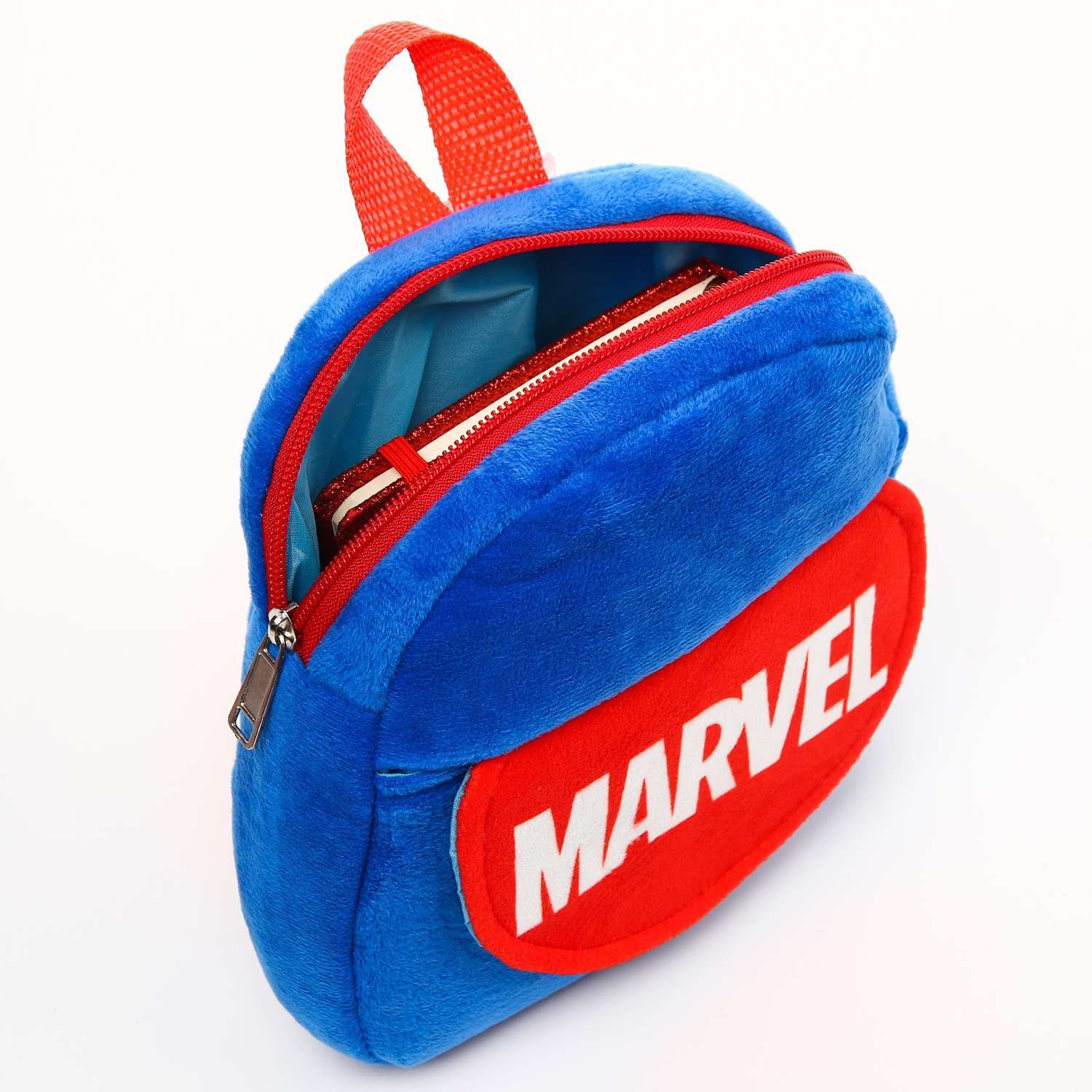 Рюкзак MARVEL плюшевый на молнии с карманом 19х22 см Мстители - фото 5