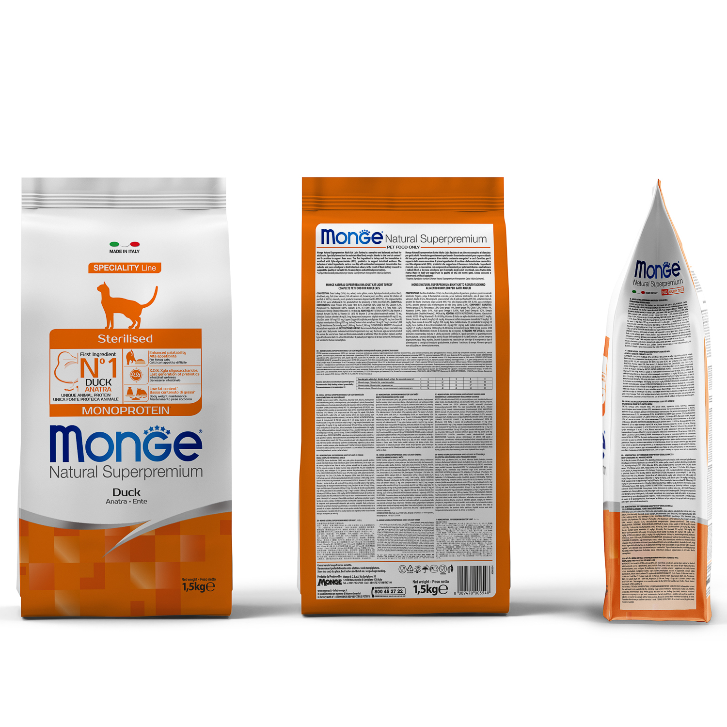 Корм сухой для кошек MONGE Monoprotein 1.5кг с уткой для стерилизованных - фото 4