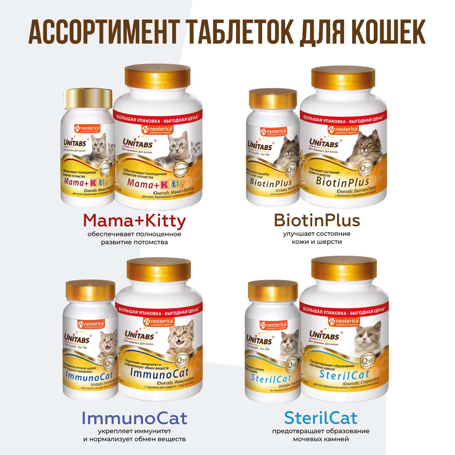 Витамины для кошек Unitabs Immuno Cat с Q10 120таблеток - фото 8