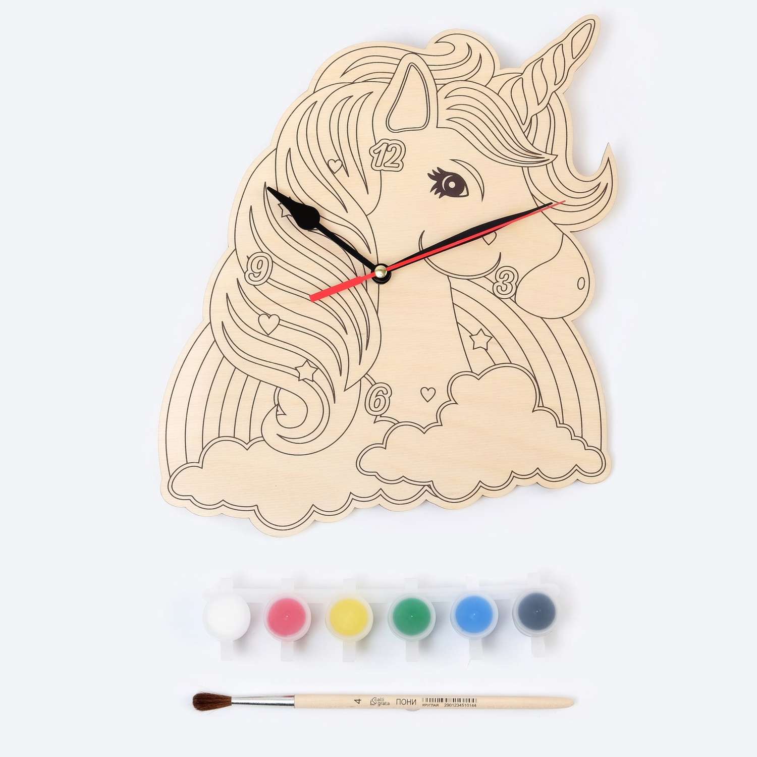 Часы-раскраска Соломон «Единорог» 25 х 24 х 0.3 см - фото 2
