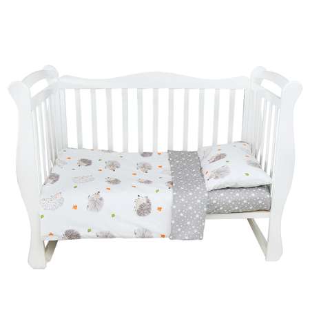 Комплект постельного белья Amarobaby Baby Boom Крошка Eжик 3предмета Белый-Серый