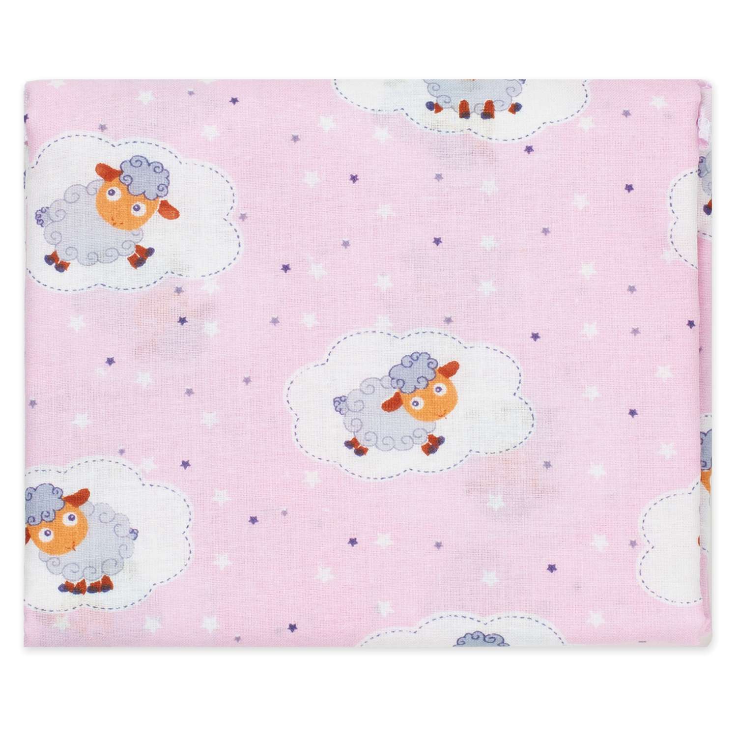 Пеленка ситцевая Чудо-чадо для новорожденных «Вариации» 95х120см розовый/овечки - фото 1