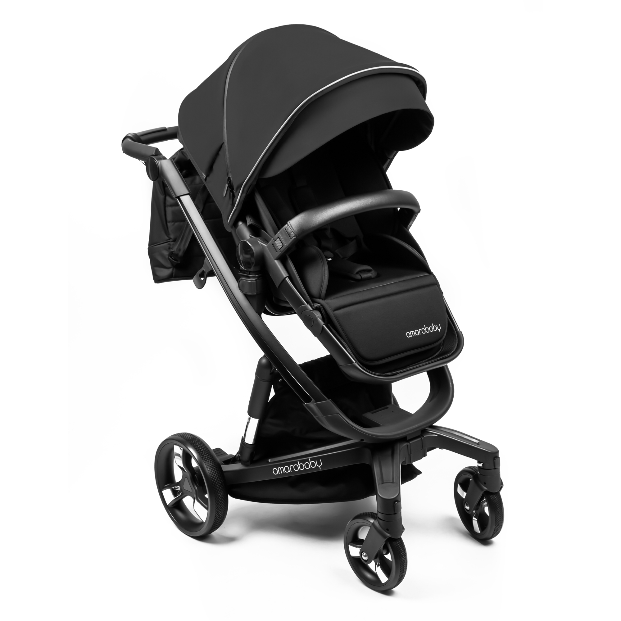 Коляска детская 2 в 1 AmaroBaby TUTUM с AUTO BRAKE черный - фото 25