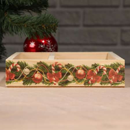 Ящик-кашпо Sima-Land подарочный «Новогодняя гирлянда» 2 отдела 25.5×20×5 см