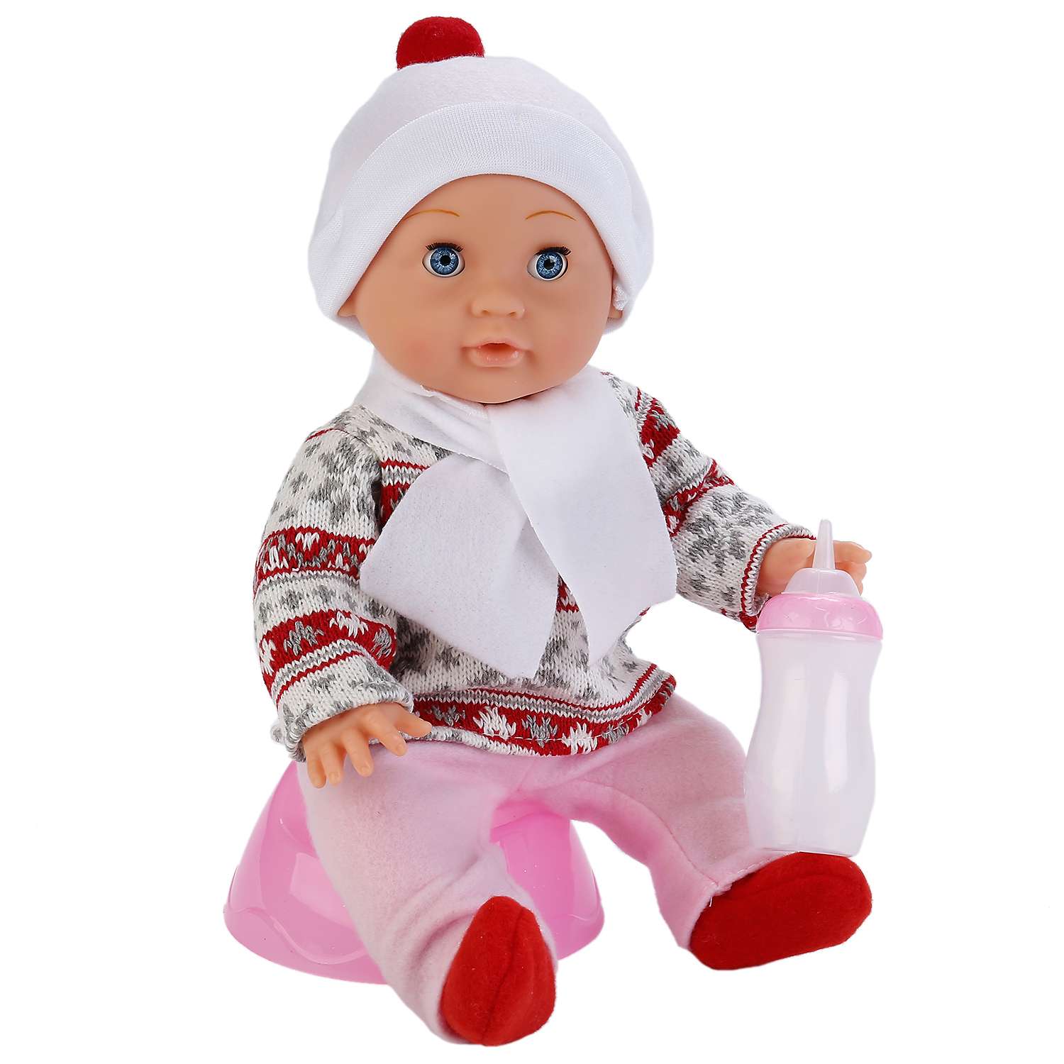 Кукла Карапуз интерактивный в белой кофточке с красной полосой (YL1704B-RU (12) 215470 - фото 4