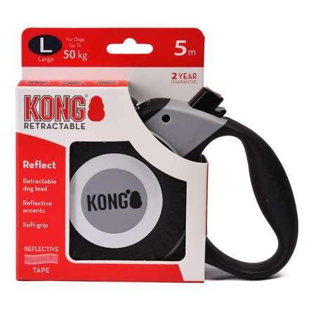 Рулетка KONG Reflect серая лента 5м до 50кг