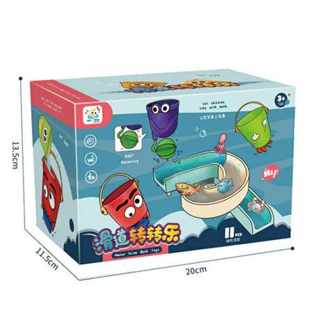 Набор игрушек для ванной S+S Ведрышки и мельница с горкой для веселого купания
