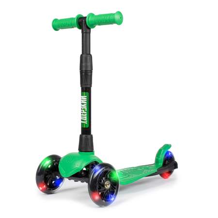 Самокат Дерзкий 1-5 лет BABY Стайл детский трехколесный бесшумный светящиеся колеса зеленый