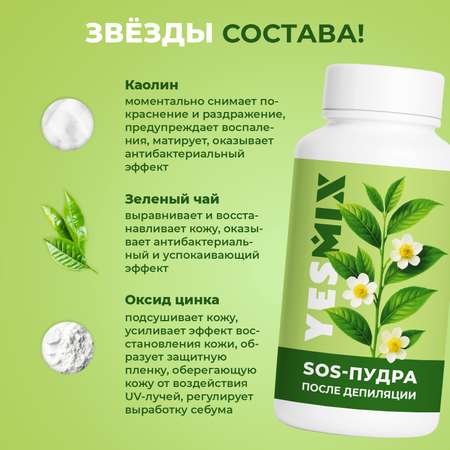 Сос-пудра антисептическая YesMix после депиляции ног и тела, 100 г