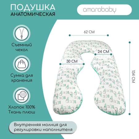 Подушка для беременных AmaroBaby анатомическая 340х72 см Зайчик мята