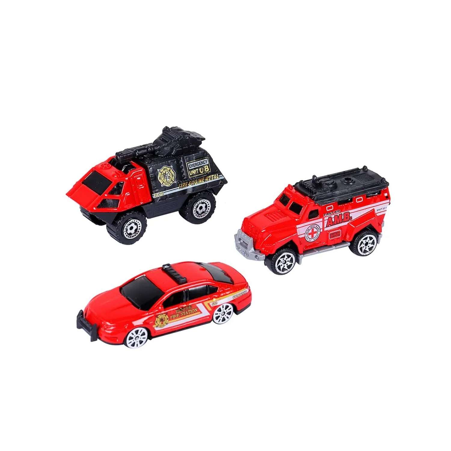Машинки металлические AUTODRIVE игровой набор пожарной техники 3шт JB0403951 JB0403951 - фото 4