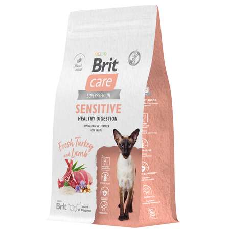 Корм для кошек Brit Care 1.5кг взрослых с индейкой и ягненком сухой