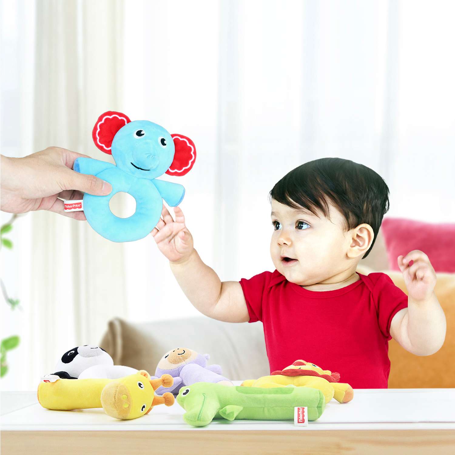 Погремушка-пищалка Fisher Price Обезьянка развивающая мягкая игрушка для детей 0+ - фото 7