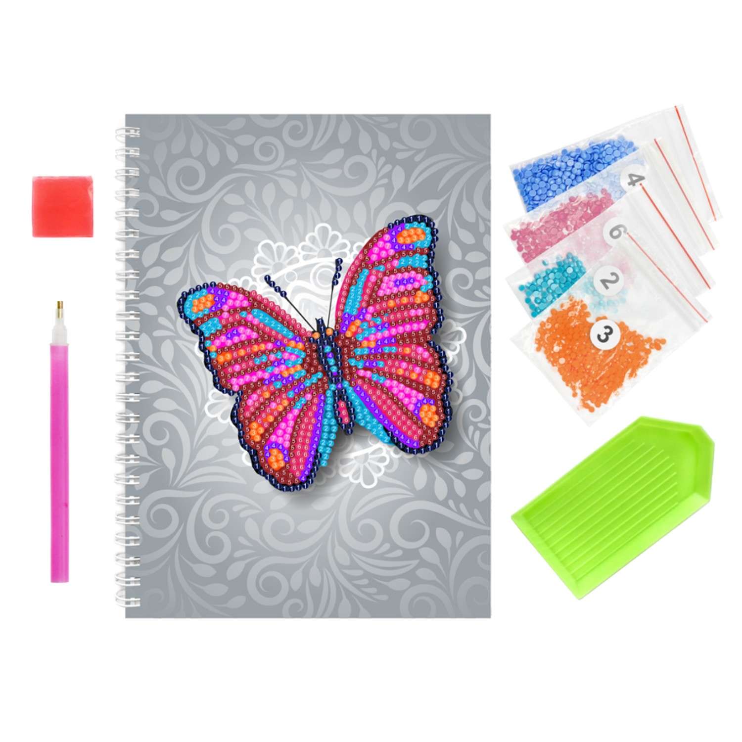 Алмазная мозаика Color Kit тетрадь со стразами Бабочка клетка 48 листов - фото 2