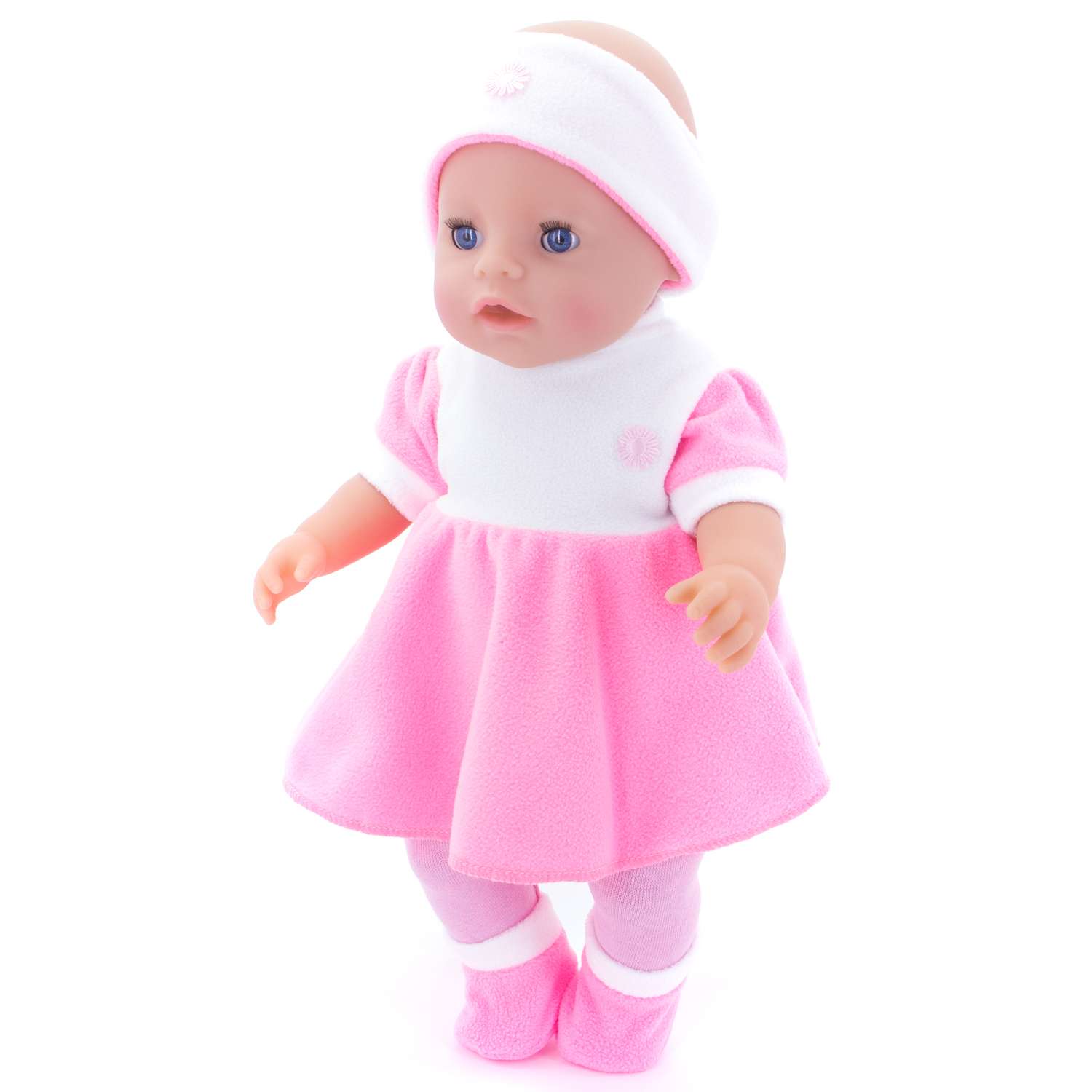 Комплект для пупса Модница 43-48 см: платье колготки повязка на голову и тапочки 6118 розовый-розовый 6118розовый&amp;розовый - фото 7