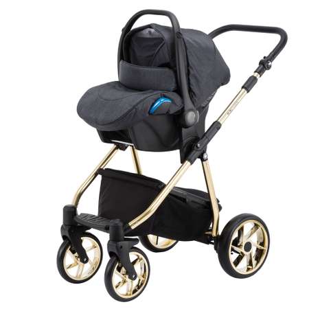 Коляска 3в1 BeBe-mobile Gusto SE GU201 Черный-Красная перфорированная кожа-золотая рама