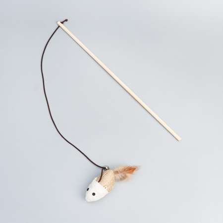 Дразнилка-удочка Пижон игрушка «Мышь» из эко-материалов для кошек