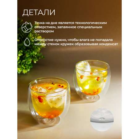 Комплект стаканов Unifico стеклянных с двойными стенками 150 мл 2 шт