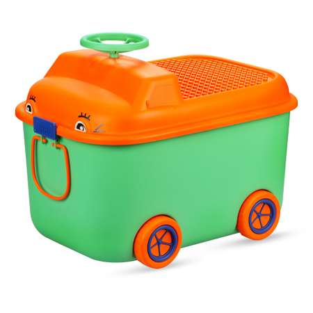 Ящик для хранения игрушек Solmax контейнер на колесиках 54х41.5х38 см зеленый