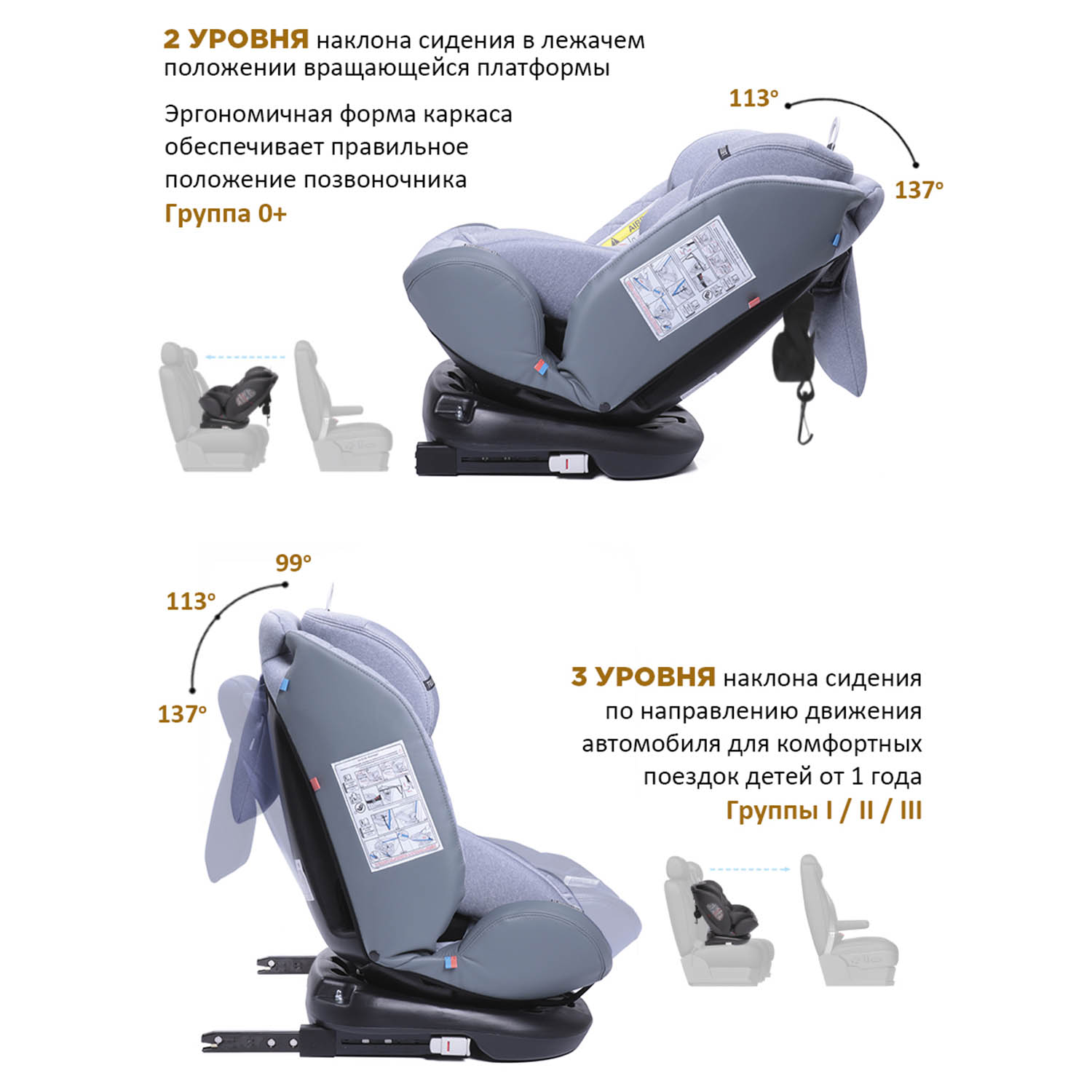 Автокресло BabyCare Shelter ISOFIX светло серый - фото 6