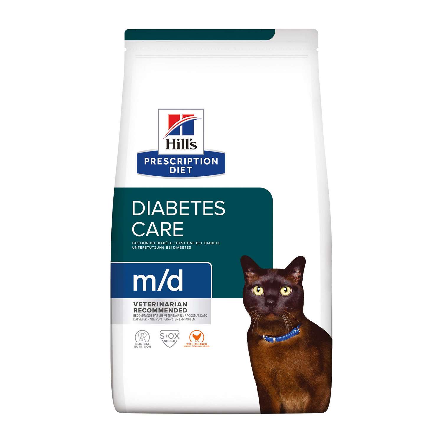 Корм для кошек HILLS 1,5кг Prescription Diet m/d Diabetes/Weight Management при сахарном диабете с курицей сухой - фото 1