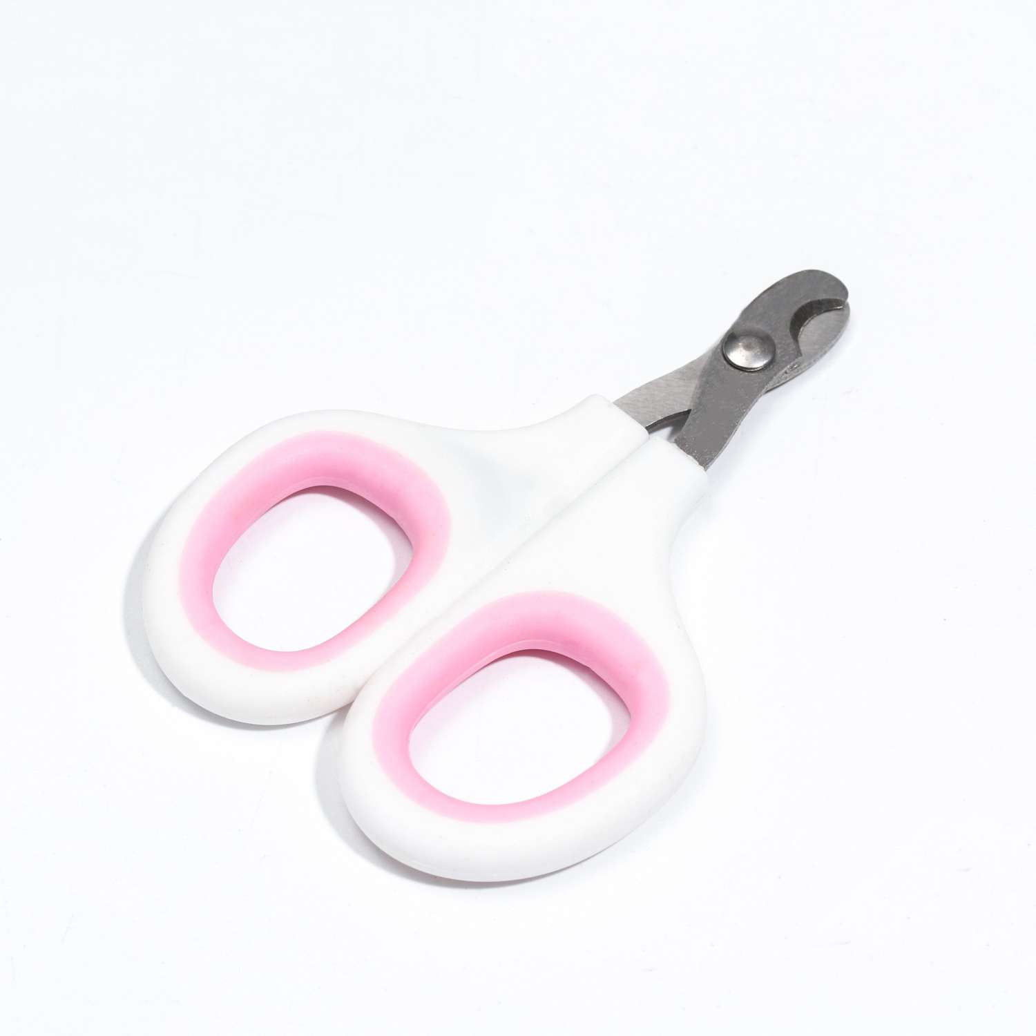 Ножницы-когтерезы Пижон с мягкими ручками отверстие 8 мм бело-розовые - фото 1