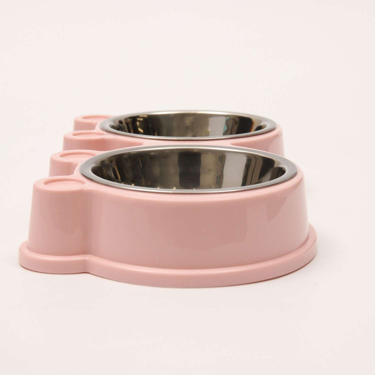 Миска Пижон металлическая двойная на пластиковой основе 27.8х15.5х4 см розовая 160 мл - фото 5