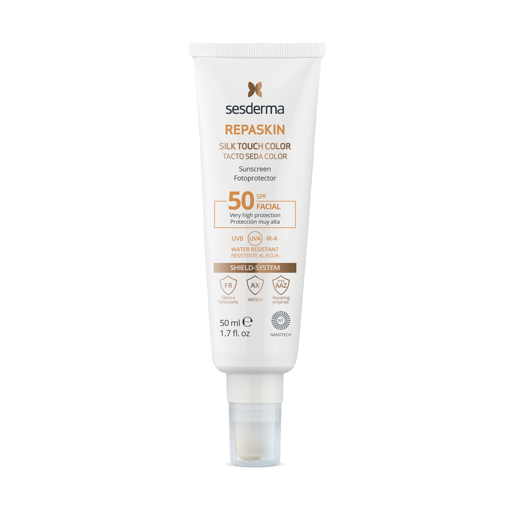 Солнцезащитное средство для лица Sesderma Repaskin silk touch colour Facial sunscreen SPF 50 - фото 1