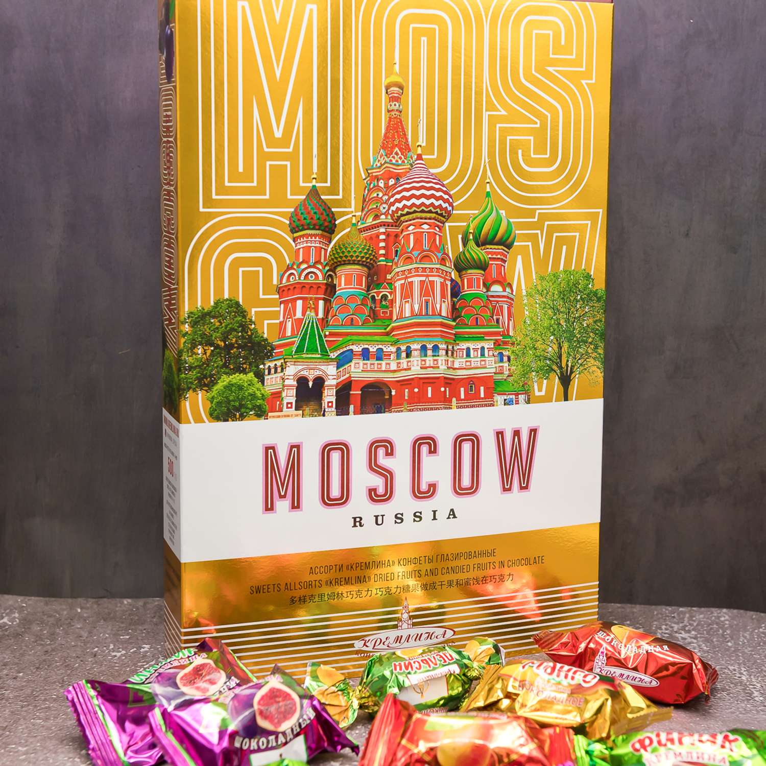 Конфеты-ассорти в глазури Кремлина в подарочной золотой коробке 500 г - фото 2