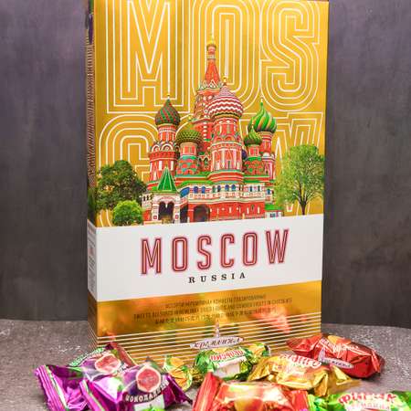 Конфеты-ассорти в глазури Кремлина в подарочной золотой коробке 500 г