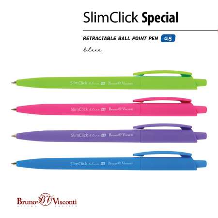 Набор из 5-ти шариковых ручек Bruno Visconti SlimClick Special автоматические синие