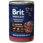 Корм для собак Brit Premium для всех пород мясное ассорти с потрошками консервированный 410г