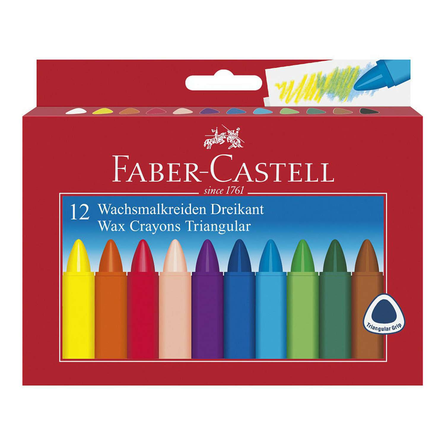 Восковые мелки Faber Castell GRIP цветные стирающиеся 12 шт - фото 1