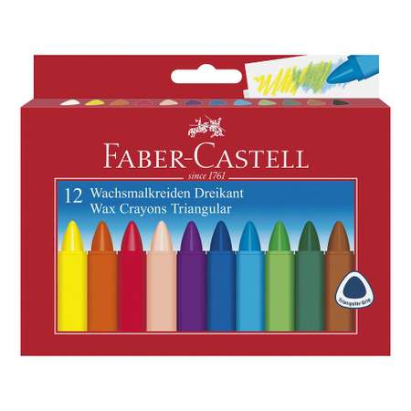 Восковые мелки Faber Castell GRIP цветные стирающиеся 12 шт