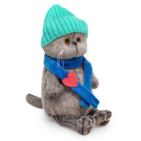 Мягкая игрушка BUDI BASA Басик в шапке и шарфе с сердечком 19 см Ks19-250