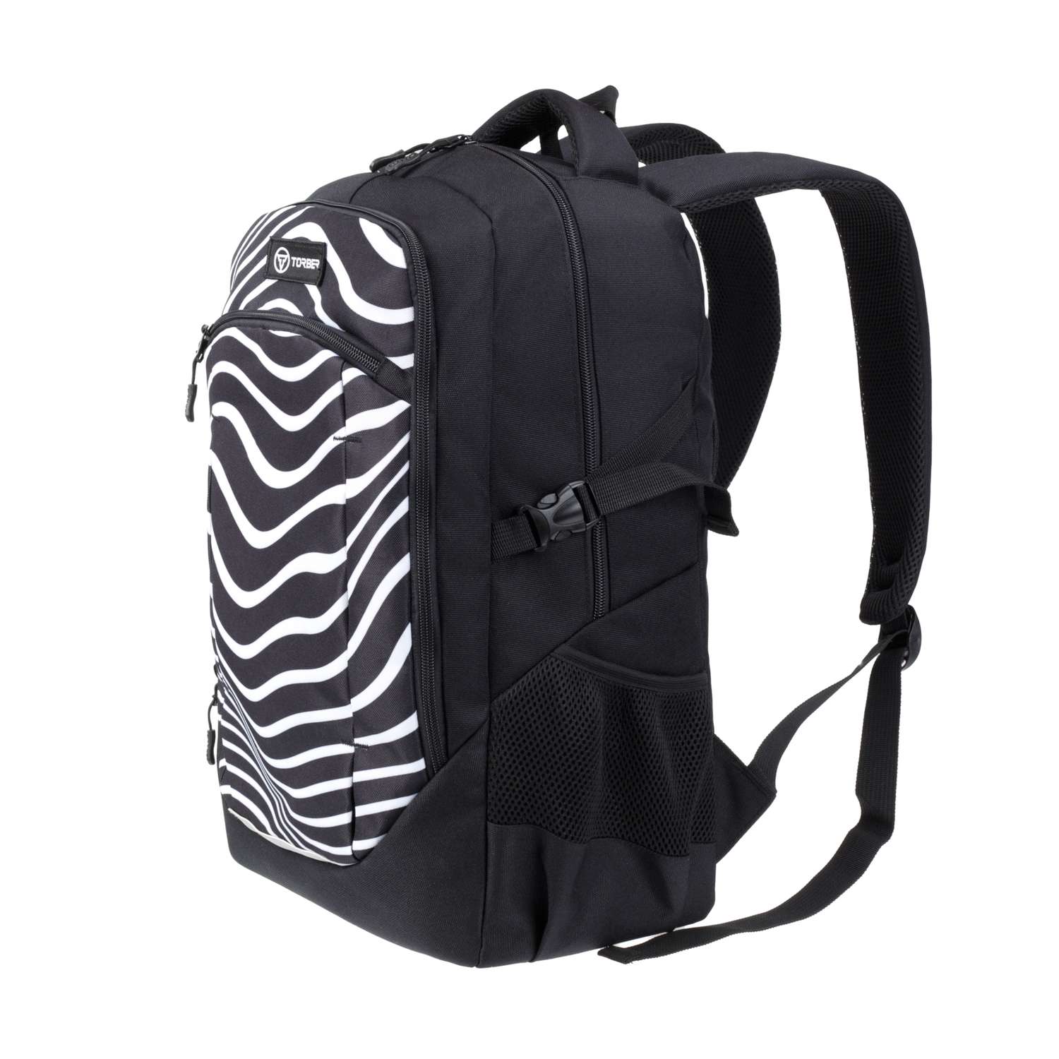 Рюкзак TORBER CLASS X черный с принтом Зебра - фото 2