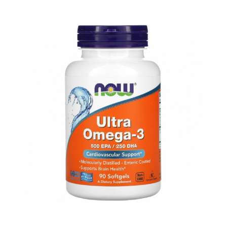 Ultra Omega-3 Epa250 Dha Now 90 гелевых капсул для мозга зрения сердца сосудов иммунитета кожи
