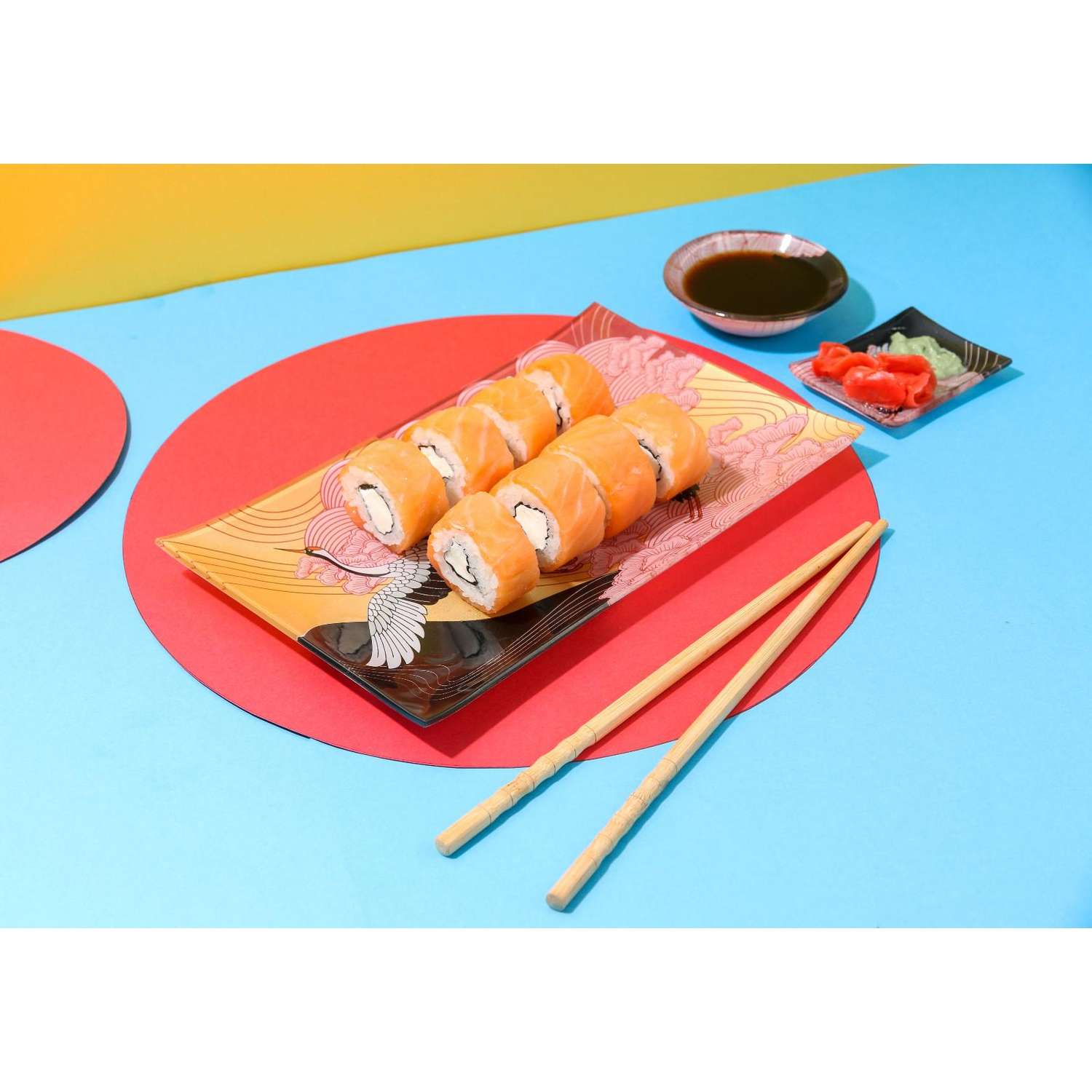 Набор тарелок для суши Дорого внимание «Азия» 3 шт: большая 25х15 маленькая 7.8х5.8 круглая 8 см - фото 4