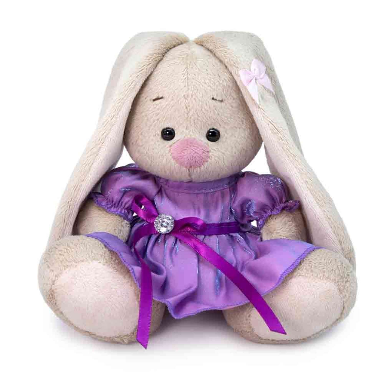 Мягкая игрушка BUDI BASA Зайка Ми в сиреневом платье с блеском 15 см SidX-395 - фото 1