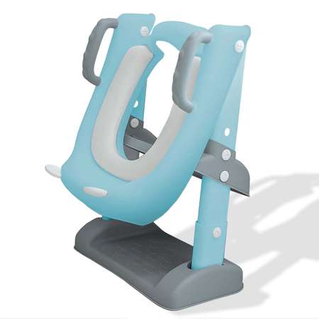 Мягкое сиденье для унитаза WiMI с лестницей и 2 накладками голубое