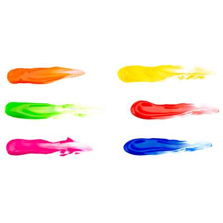 Краски пальчиковые ROXY-KIDS флуоресцентные для малышей / 6 цветов + обучающая брошюра