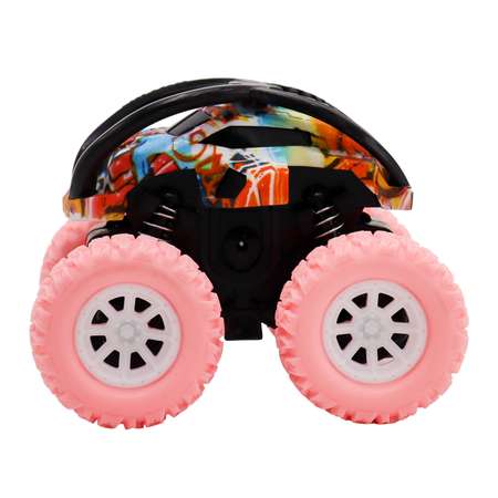 Машинка Funky Toys Перевёртыш фрикционная с принтом и розовыми колесами FT9791-2