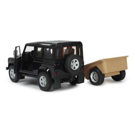 Машина Rastar РУ 1:14 Land Rover Defender with Trailer Черная 78400-1