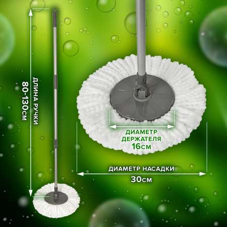 Швабра для мытья пола Лайма с круглой насадкой из микрофибры