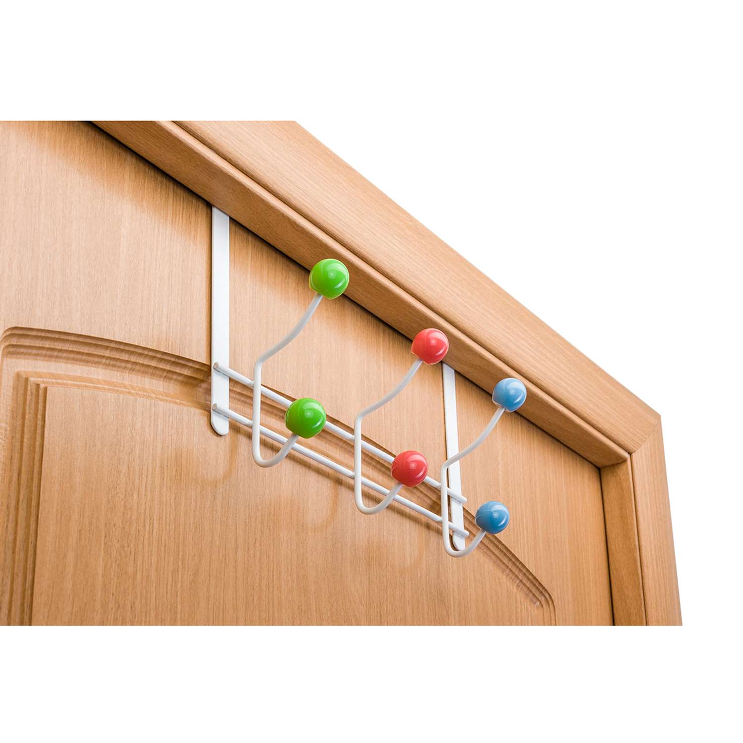 Вешалка El Casa на дверь Белая с 6 крючками с цветными шариками - фото 4